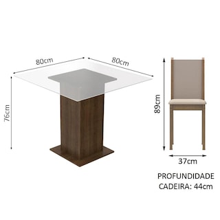 Foto 3 | Foto 3 | Juego de Comedor Aline Madesa con Mesa de Vidrio y 4 Sillas en Marrón/Crema y Perola
