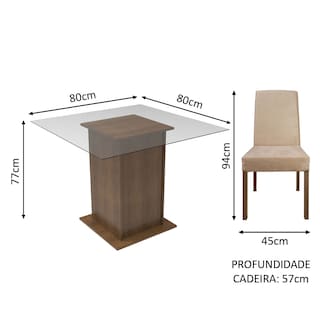 Foto 3 | Foto 3 | Juego de Comedor con Tapa de Vidrio y 2 Sillas Madesa Luli Rústico/Imperial