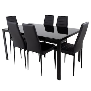 Foto 1 | Foto 1 | Sillas de Comedor y Mesa Vidrio Templado KingsHouse Negro