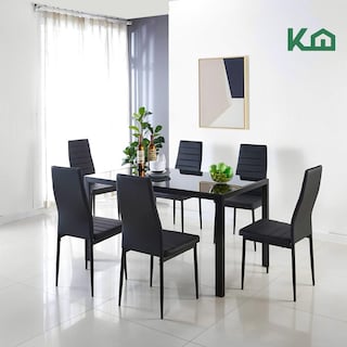Foto 2 | Foto 2 | Sillas de Comedor y Mesa Vidrio Templado KingsHouse Negro