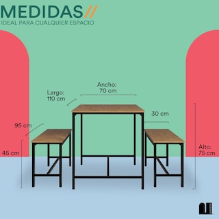 Foto 5 | Foto 5 | Comedor Mubson Naly Con 2 Taburetes Antecomedor Beige