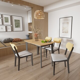 Foto 5 | Foto 5 | Mesa De Comedor Color Madera Y Negro Con 4 Sillas Con Estructura De Madera Maciza Y Asientos Acolchados