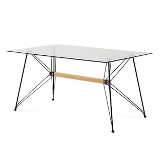 Foto 3 | Foto 3 | Comedor Completo Con Mesa De Cristal Y 4 Sillas Tapizadas En Terciopelo Mostaza Con Patas De Metal Con Efecto Madera