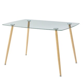 Foto 4 | Foto 4 | Comedor Completo Con Mesa De Cristal Y 4 Sillas Negras Con Patas De Madera Y Soporte Metálico