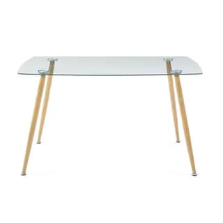 Foto 3 | Foto 3 | Comedor Completo Con Mesa De Cristal Y 4 Sillas Blancas Con Patas De Madera Y Soporte Metálico