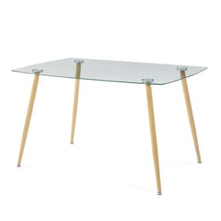Foto 4 | Foto 4 | Comedor Completo Con Mesa De Cristal Y 4 Sillas Blancas Con Patas De Madera Y Soporte Metálico
