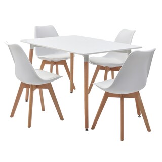Foto 2 | Foto 2 | Comedor Completo Blanco Con 4 Sillas Con Asiento De Vinipiel Y Patas De Madera