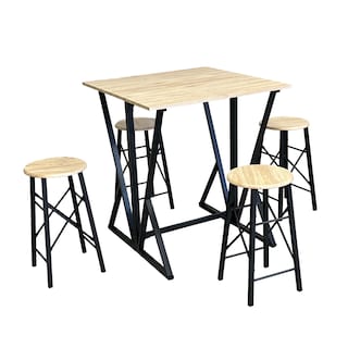 Foto 1 | Foto 1 | Set De Comedor Mesa Ajustable + 4 Bancos Altos Top Living K4-talln Color Café Y Negro