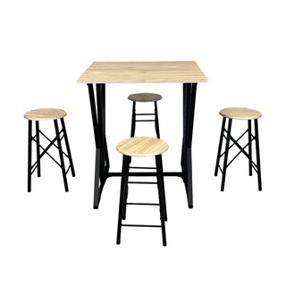Foto 6 | Foto 6 | Set De Comedor Mesa Ajustable + 4 Bancos Altos Top Living K4-talln Color Café Y Negro
