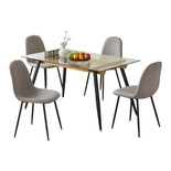 Juego De Comedor 4 Sillas Tapizado Mesa Vidrio Estilo Eames
