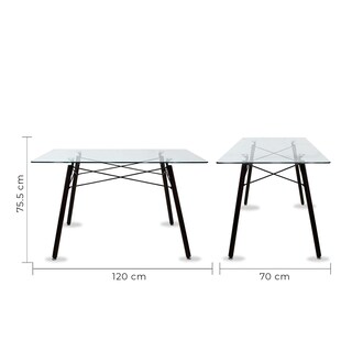 Foto 4 | Foto 4 | Comedor Cristal Rectangular Con Patas Nogal Para 4 Personas Sillas Oslo Azul