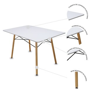 Foto 3 | Foto 3 | Comedor Oslo Rectangular Blanco Para 4 Personas Sillas Oslo Azul