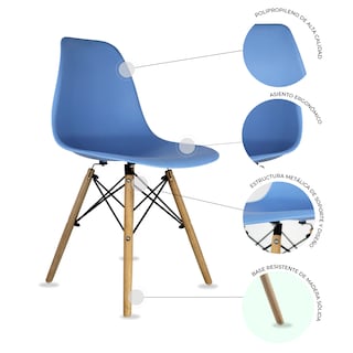 Foto 6 | Foto 6 | Comdeor Cristal Rectangular Para 4 Personas Sillas Oslo Azul