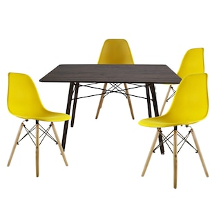 Foto 1 | Foto 1 | Comedor Oslo Rectangular Nogal Para 4 Personas Sillas Oslo Amarillas