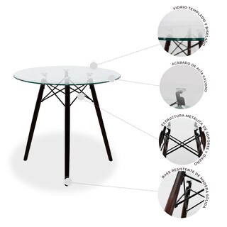 Foto 3 | Foto 3 | Comedor Cristal Con Patas Nogal Para 4 Personas Sillas Oslo Amarillas