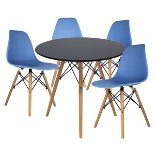 Foto 1 | Foto 1 | Comedor Oslo Redondo Negro Para 4 Personas Sillas Oslo Azul