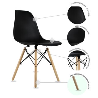 Foto 4 | Foto 4 | Mesa Frankfurt Piedra 80 Calac Con 4 Sillas Oslo Negro