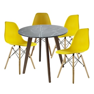 Foto 1 | Foto 1 | Mesa Frankfurt Piedra 80 Marqu Con 4 Sillas Oslo Amarillo