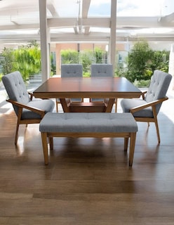 Foto 1 | Foto 1 | Comedor Para 6 Personas De Madera De Parota Color Gris Claro