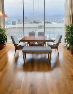 Foto 5 | Foto 5 | Comedor Para 6 Personas De Madera De Parota Color Gris Claro