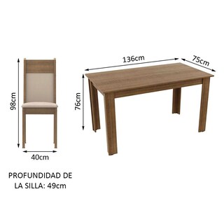 Foto 3 | Foto 3 | Comedor Madesa MDJA0400027GBE color Marrón 4 Sillas