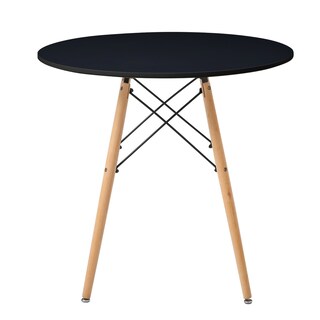 Foto 1 | Foto 1 | Mesa Redonda Color Negro Con Patas Y Tablero De Madera Mdf 80cm (diámetro)