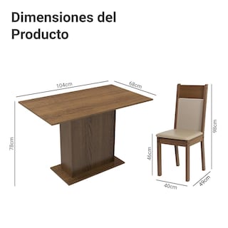 Foto 3 | Foto 3 | Juego De Comedor Con Mesa Y 4 Sillas Madesa Sheila Mc