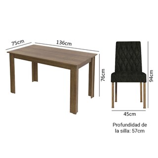Foto 3 | Foto 3 | Mesa De Comedor Con Mesa Y 6 Sillas Madesa Allegro Mn 01