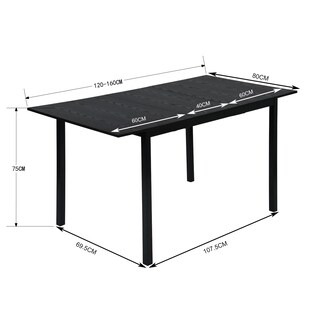 Foto 3 | Foto 3 | Mesa De Comedor Furniturer Bari Negro 120-160 X 80 X 75 Cm