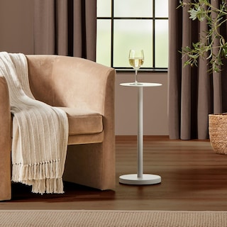 Foto 2 | Foto 2 | Mesa Para Bebidas Con Diseño De Vidrio Con Lado/extremo Superior  Redonda  Blanca - Venta Internacional.
