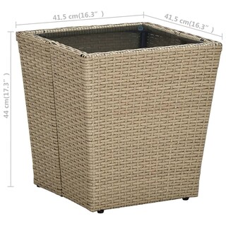 Foto 6 | Foto 6 | Mesa De Té Vidaxl De Poliratán Beige Con Tapa De Vidrio Templado - Venta Internacional.