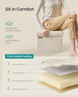 Foto 5 | Foto 5 | Banco de Almacenamiento Songmics Crema 32 Litros- Venta Internacional