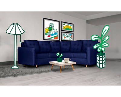 Foto 1 | Foto 1 | Sala Esquinera Makora Astori Azul Lino