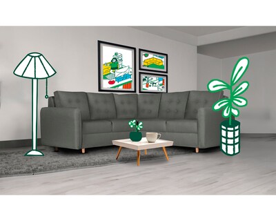 Foto 1 | Foto 1 | Sala Esquinera Makora Astori Gris Claro Lino