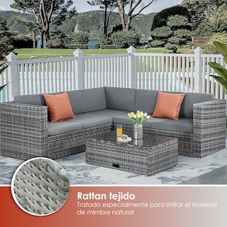 Foto 3 | Foto 3 | Set Sala Jardín Ilios Innova 4 Piezas Rattan Sintético con Cojines Impermeables Gris Ideal para exteriores