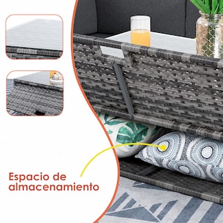 Foto 8 | Foto 8 | Set Sala Jardín Ilios Innova 4 Piezas Rattan Sintético con Cojines Impermeables Gris Ideal para exteriores