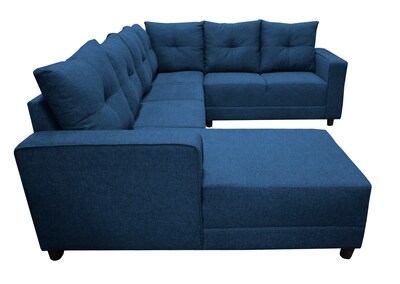 Foto 3 | Foto 3 | Sala Esquinera En U El Bazar Store Hera Azul Marino 160x275x215 Cm, 4 Salas En 1, Tela Lino Nacional, Modular, Chaise, Love Seat