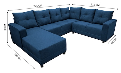 Foto 7 | Foto 7 | Sala Esquinera En U El Bazar Store Hera Azul Marino 160x275x215 Cm, 4 Salas En 1, Tela Lino Nacional, Modular, Chaise, Love Seat