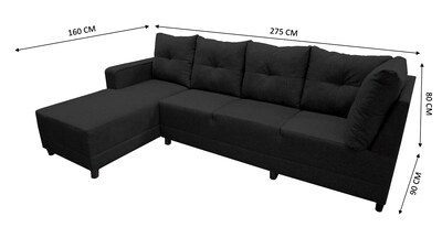 Foto 5 | Foto 5 | Sala Esquinera Modular El Bazar Store Freya Negra 275 x 160 cm