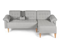 Sala Modular Reversible Makora Brunello con Memory Foam Color Gris Claro Lino Respaldo Reclinable de 3 Posiciones