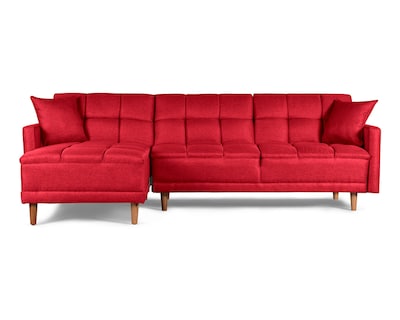 Foto 2 | Foto 2 | Sala Modular Sofá Cama Reversible De Lino Rojo Modelo Sunny Makora