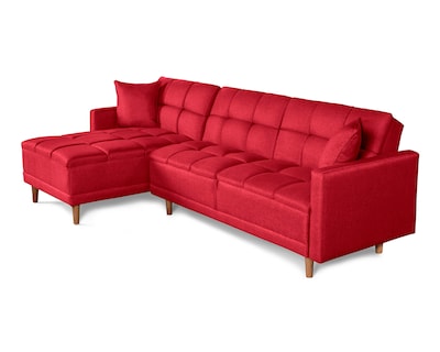 Foto 4 | Foto 4 | Sala Modular Sofá Cama Reversible De Lino Rojo Modelo Sunny Makora