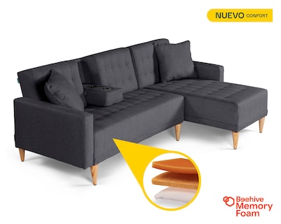 Foto 2 | Foto 2 | Sala Modular Reversible Makora Kendall Con Memory Foam, Color Oxford , De Lino, Respaldo Reclinable de 3 Posiciones
