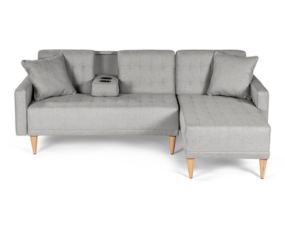 Foto 1 | Foto 1 | Sala Modular Reversible Makora Kendall Con Memory Foam, Color Gris Claro de Lino Respaldo Reclinable de 3 Posiciones