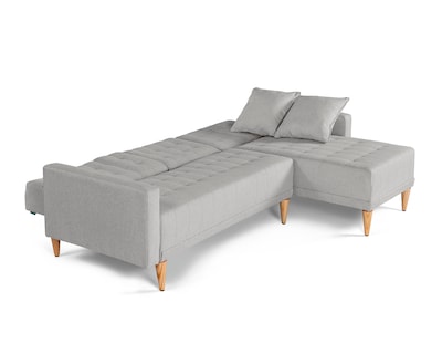 Foto 4 | Foto 4 | Sala Modular Reversible Makora Kendall Con Memory Foam, Color Gris Claro de Lino Respaldo Reclinable de 3 Posiciones