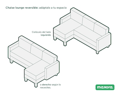Foto 6 | Foto 6 | Sala Modular Reversible Makora Kendall Con Memory Foam, Color Gris Claro de Lino Respaldo Reclinable de 3 Posiciones