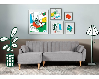 Foto 1 | Foto 1 | Sala Modular Reversible De Velvet Gris Claro Modelo Acapella