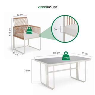 Foto 5 | Foto 5 | Juego De Comedor Sillas Mesa Para Jardín Rattan Sunset 5 Pzs