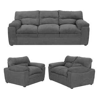 Foto 1 | Foto 1 | Sala Trinity Cosmo Color Gris Oxford 3 Piezas ( Sillón, Love Seat Y Sofá)