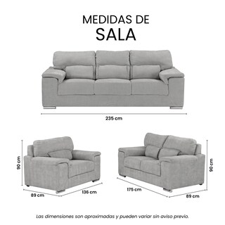 Foto 7 | Foto 7 | Sala Trinity Kaizen Color Gris 3 Piezas ( Sillón, Love Seat Y Sofá)